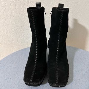 LINEA PAOLO Black Suede Ankle Boots.